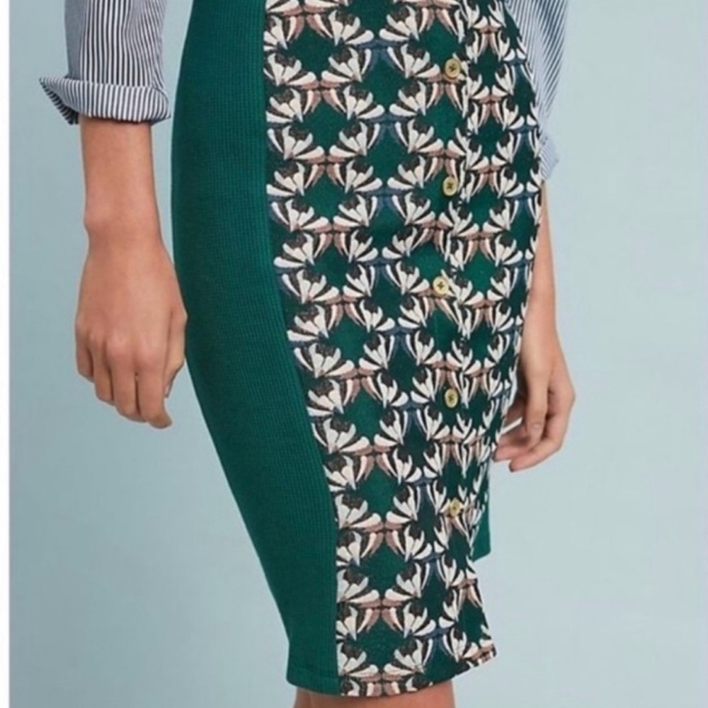 Anthropologie Dolan Left Coast Collection Green Boho Bodycon Midi Skirt Small